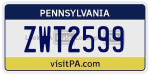 ZWT2599 license plate in Pennsylvania