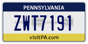ZWT7191 license plate in Pennsylvania