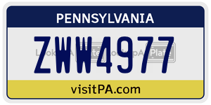 ZWW4977 license plate in Pennsylvania
