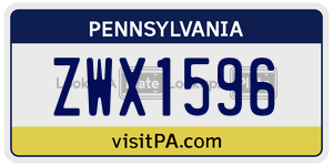 ZWX1596  license plate in PA