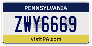 ZWY6669 license plate in Pennsylvania