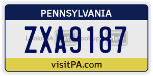 ZXA9187 license plate in Pennsylvania