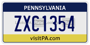 ZXC1354  license plate in PA
