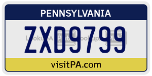 ZXD9799 license plate in Pennsylvania