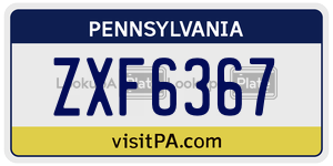 ZXF6367 license plate in Pennsylvania