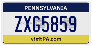 ZXG5859 license plate in Pennsylvania