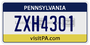ZXH4301 license plate in Pennsylvania