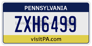ZXH6499  license plate in PA