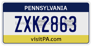 ZXK2863  license plate in PA