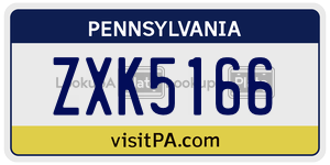 ZXK5166  license plate in PA