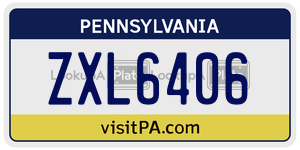 ZXL6406  license plate in PA