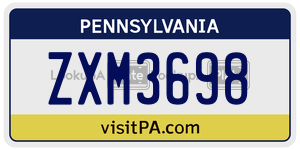 ZXM3698 license plate in Pennsylvania