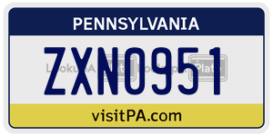 ZXN0951  license plate in PA