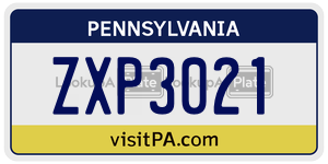 ZXP3021  license plate in PA