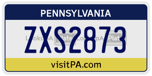 ZXS2873 license plate in Pennsylvania