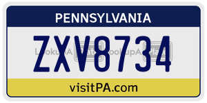 ZXV8734 license plate in Pennsylvania