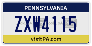 ZXW4115  license plate in PA