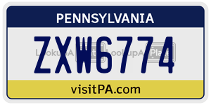 ZXW6774  license plate in PA