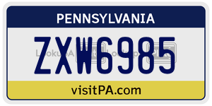 ZXW6985 license plate in Pennsylvania
