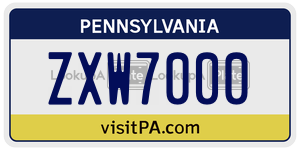 ZXW7000 license plate in Pennsylvania
