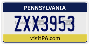 ZXX3953 license plate in Pennsylvania