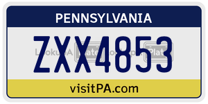 ZXX4853 license plate in Pennsylvania