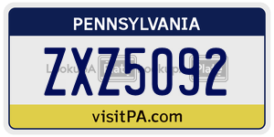 ZXZ5092 license plate in Pennsylvania