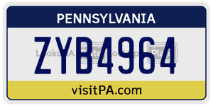 ZYB4964  license plate in PA