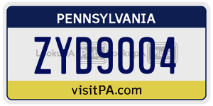 ZYD9004 license plate in Pennsylvania