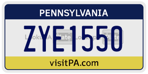 ZYE1550 license plate in Pennsylvania