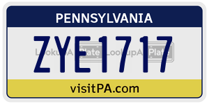 ZYE1717  license plate in PA