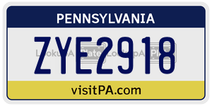 ZYE2918 license plate in Pennsylvania