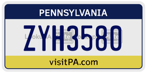 ZYH3580  license plate in PA