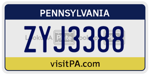 ZYJ3388 license plate in Pennsylvania