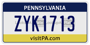 ZYK1713  license plate in PA