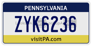 ZYK6236  license plate in PA
