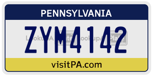 ZYM4142 license plate in Pennsylvania