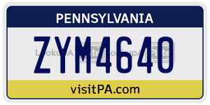 ZYM4640  license plate in PA