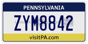 ZYM8842 license plate in Pennsylvania