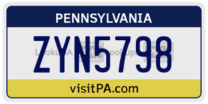 ZYN5798 license plate in Pennsylvania