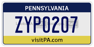 ZYP0207  license plate in PA
