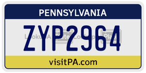 ZYP2964  license plate in PA