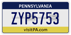 ZYP5753 license plate in Pennsylvania
