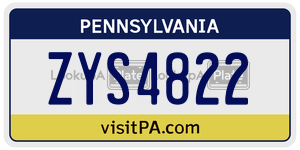 ZYS4822  license plate in PA