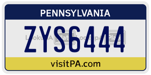 ZYS6444 license plate in Pennsylvania