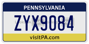 ZYX9084 license plate in Pennsylvania