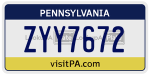 ZYY7672 license plate in Pennsylvania