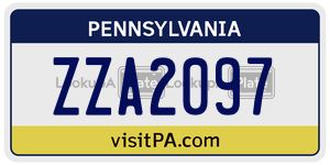 ZZA2097  license plate in PA