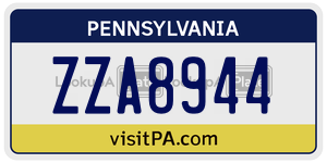 ZZA8944 license plate in Pennsylvania