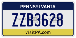 ZZB3628 license plate in Pennsylvania